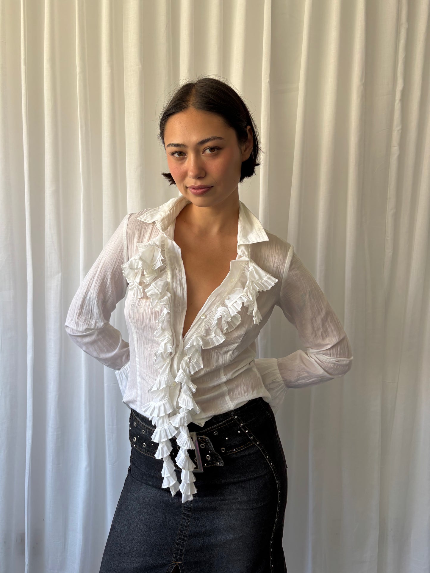 Vintage White Ruffle Shirt