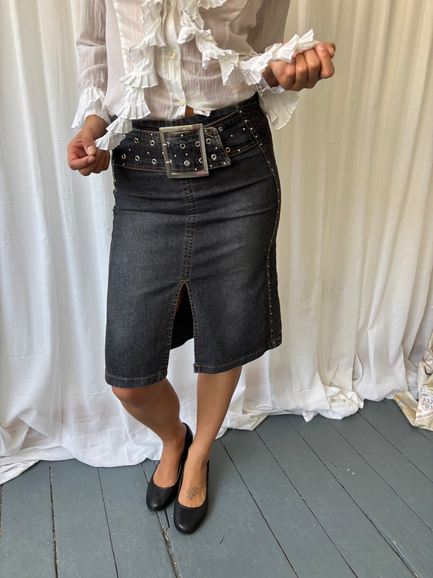 Vintage Denim Buckle Skirt