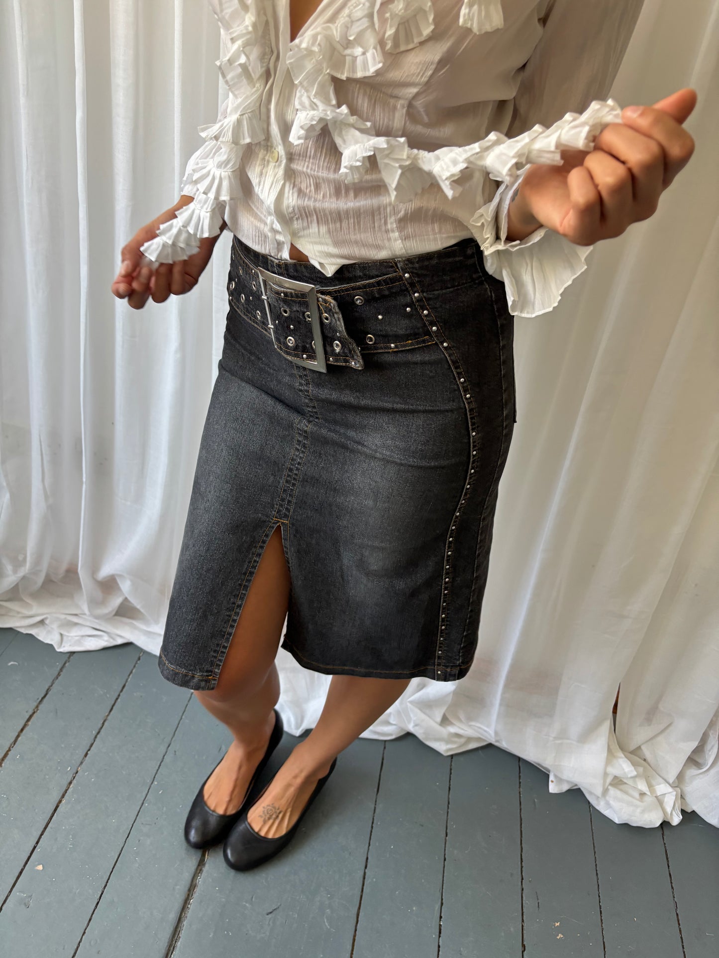 Vintage Denim Buckle Skirt