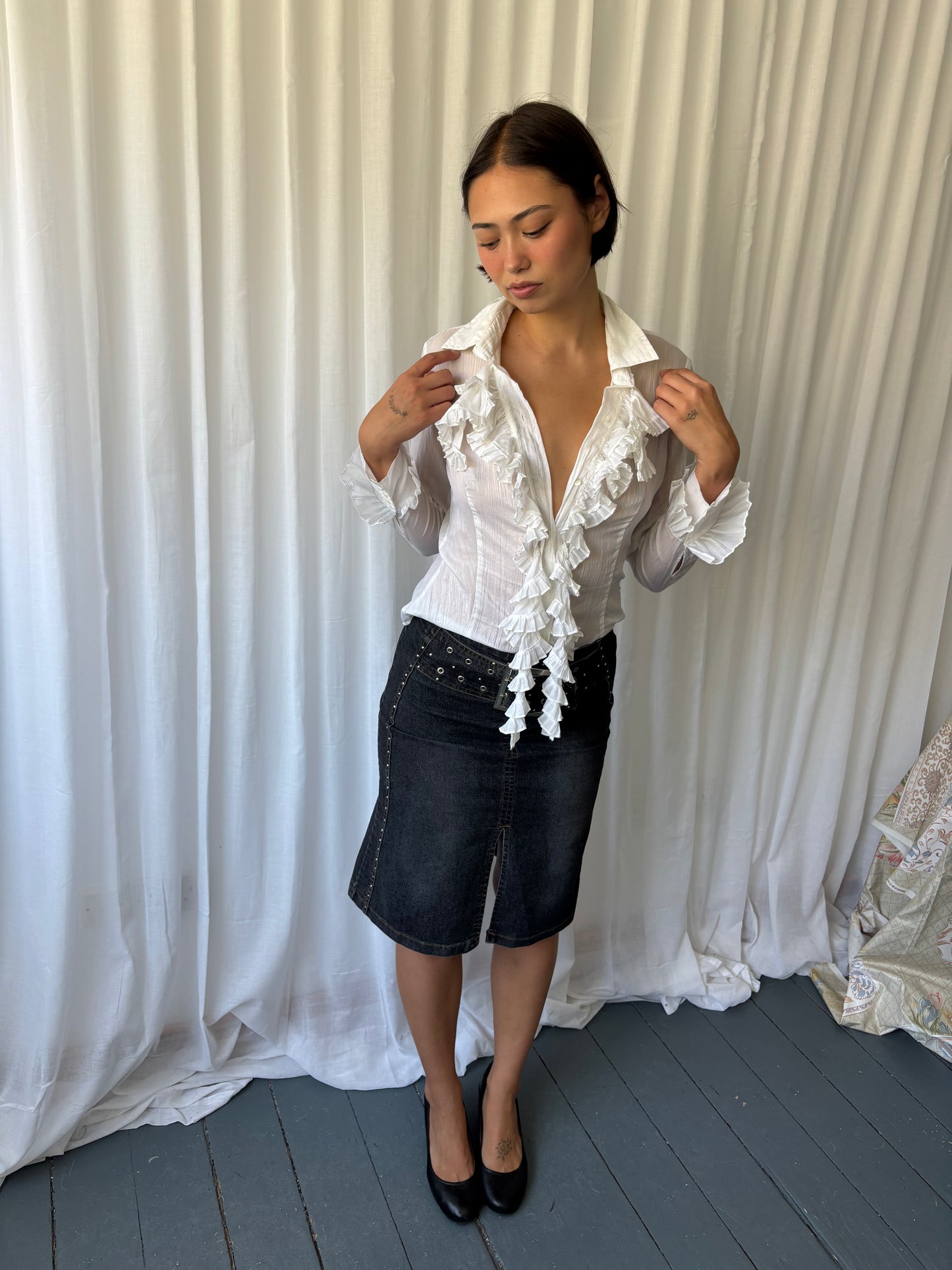 Vintage White Ruffle Shirt