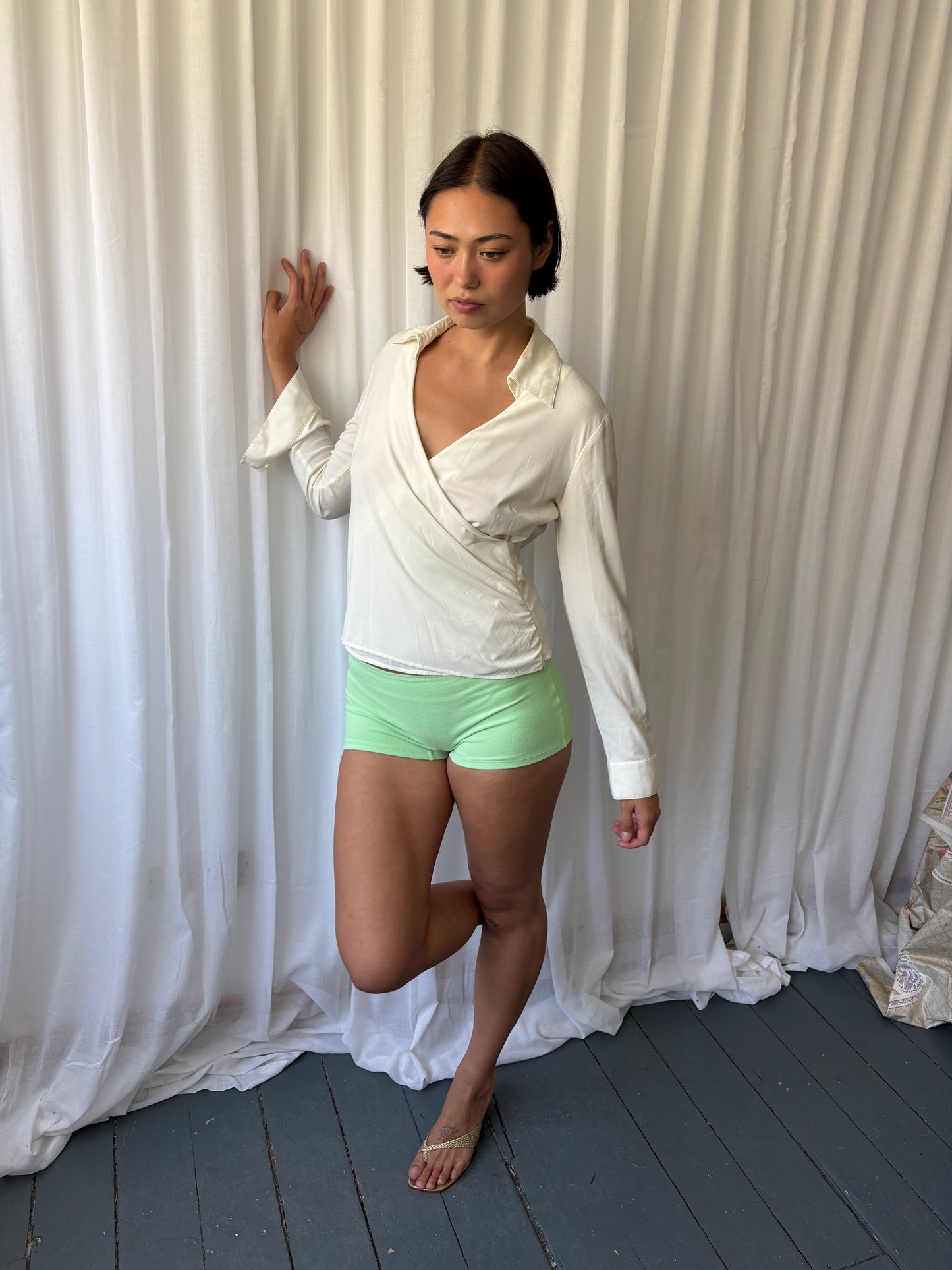 Vintage Cream Wrap Top