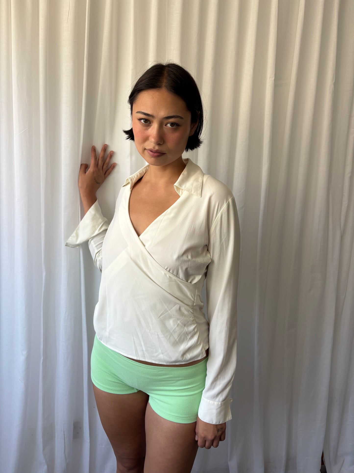 Vintage Cream Wrap Top