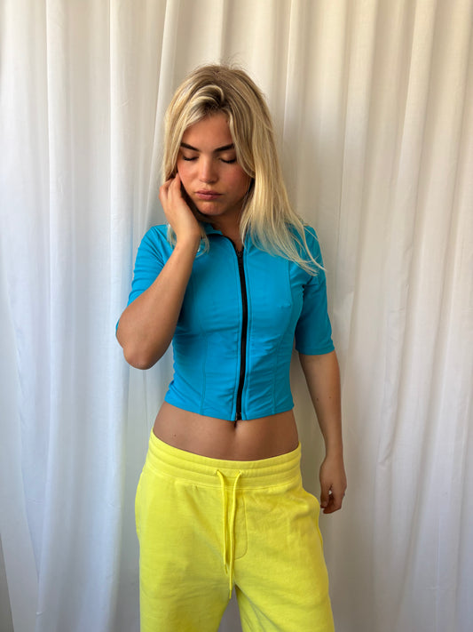 Ozone Awake 1997 Turquoise Zip Up Top
