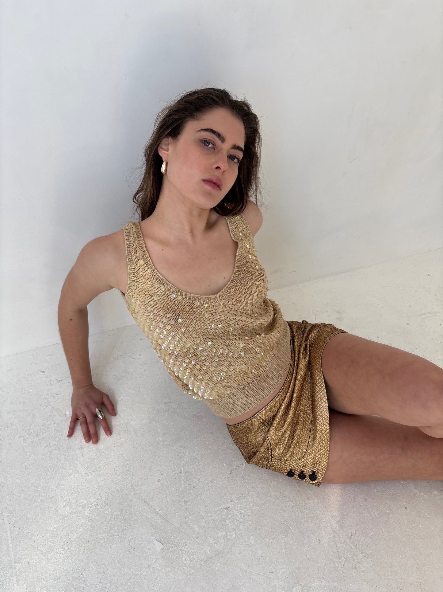 D&G Beige Sequin Knit Vest