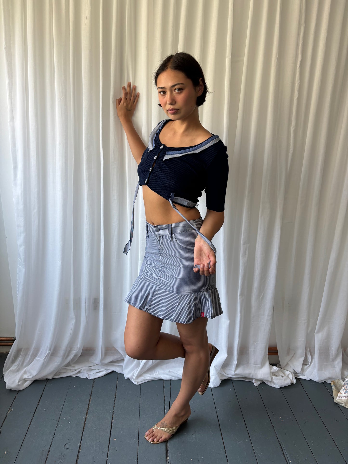 Vintage Blue Stripe Skirt