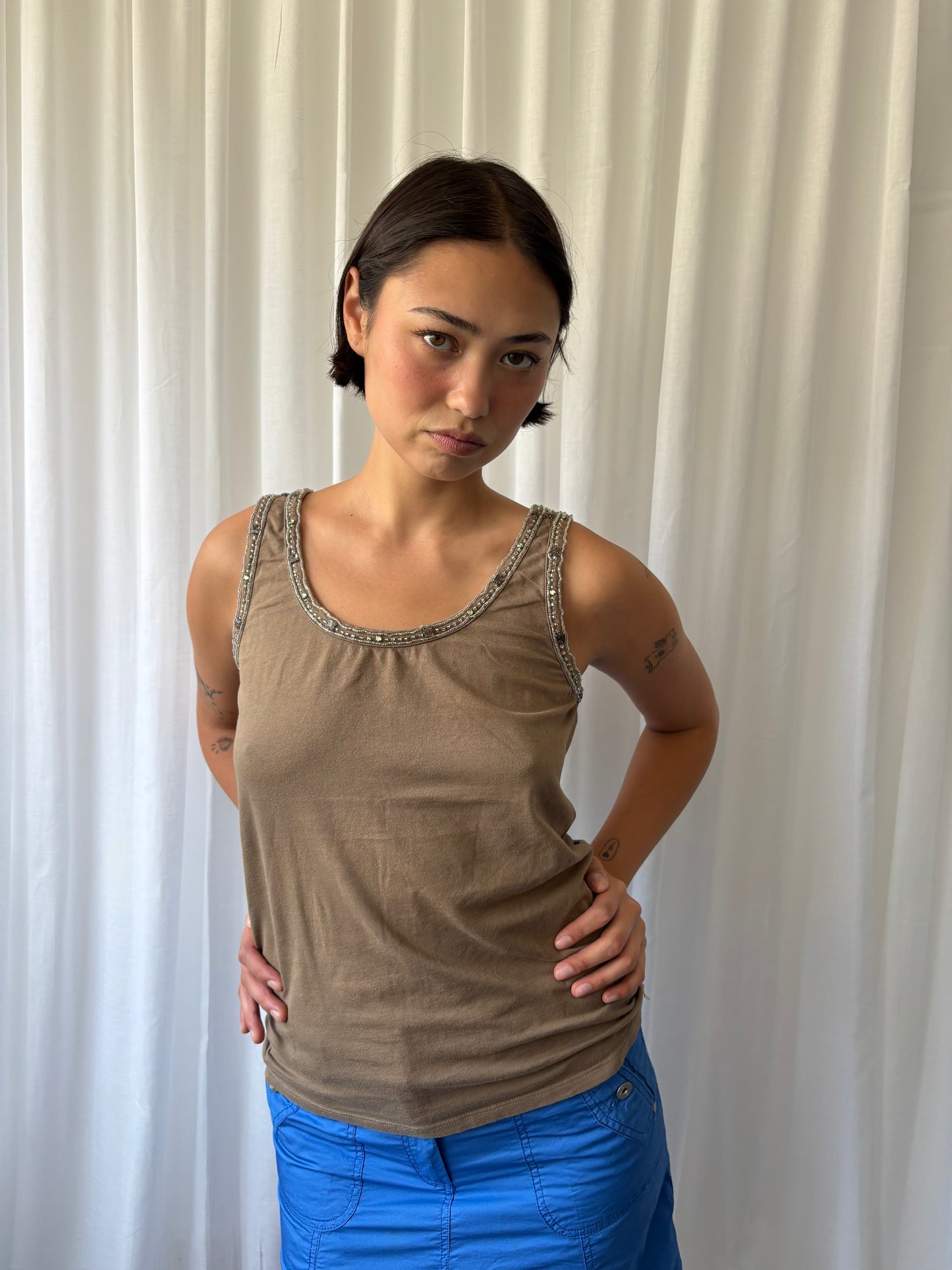 Vintage Embellished Brown Vest
