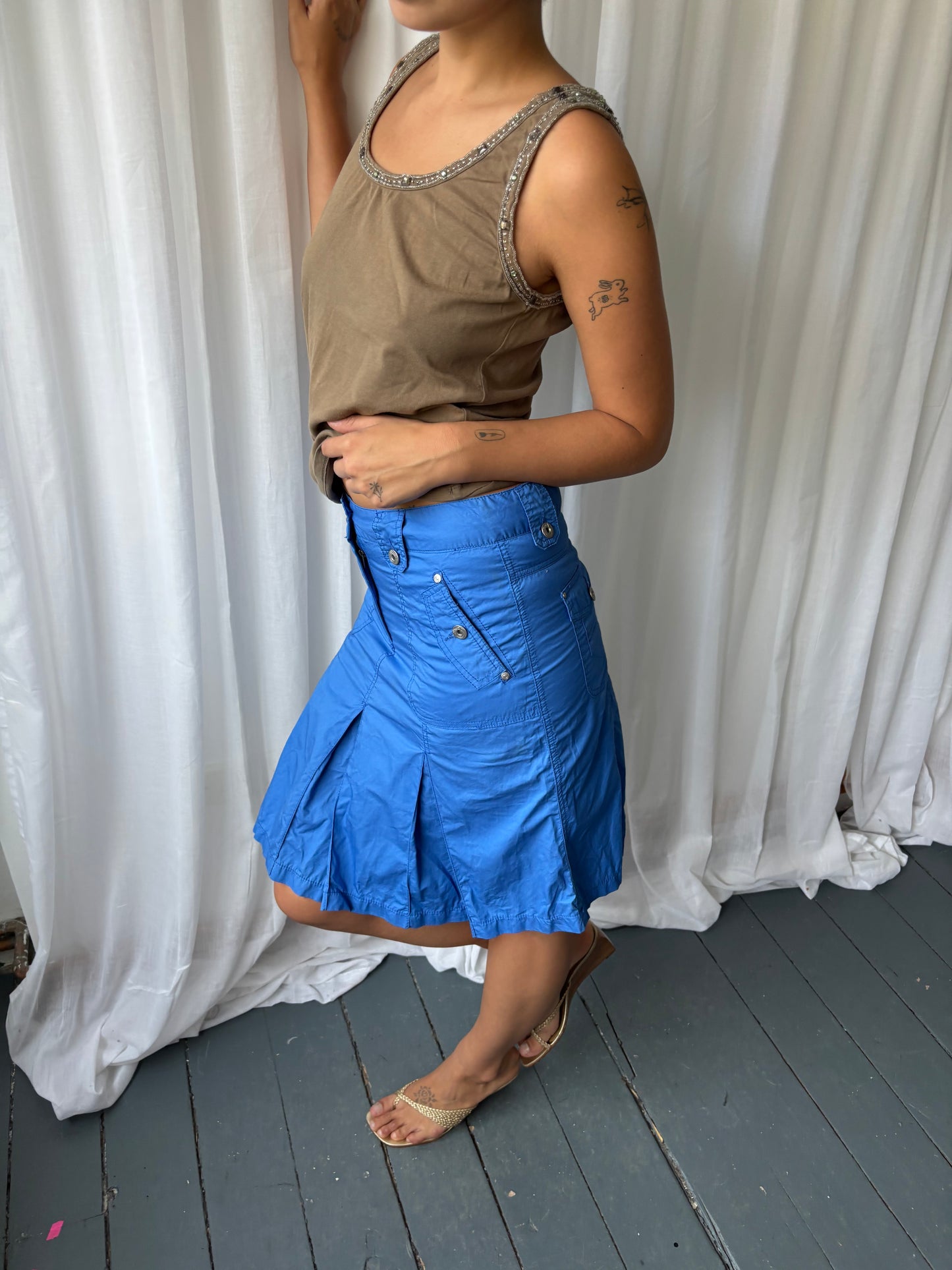 Vintage Blue Midi Skirt