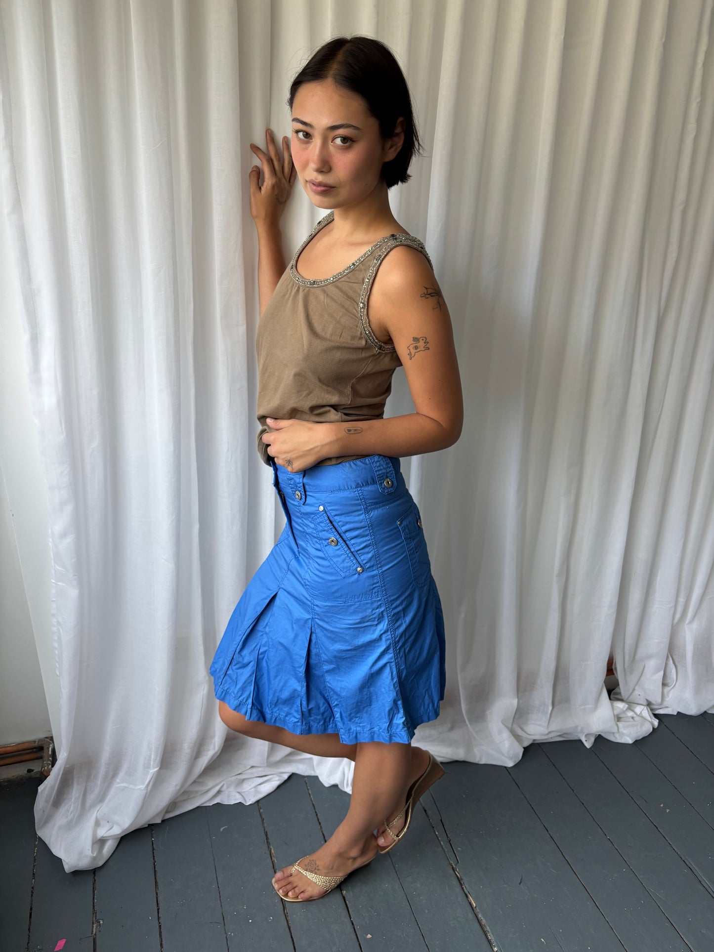 Vintage Blue Midi Skirt
