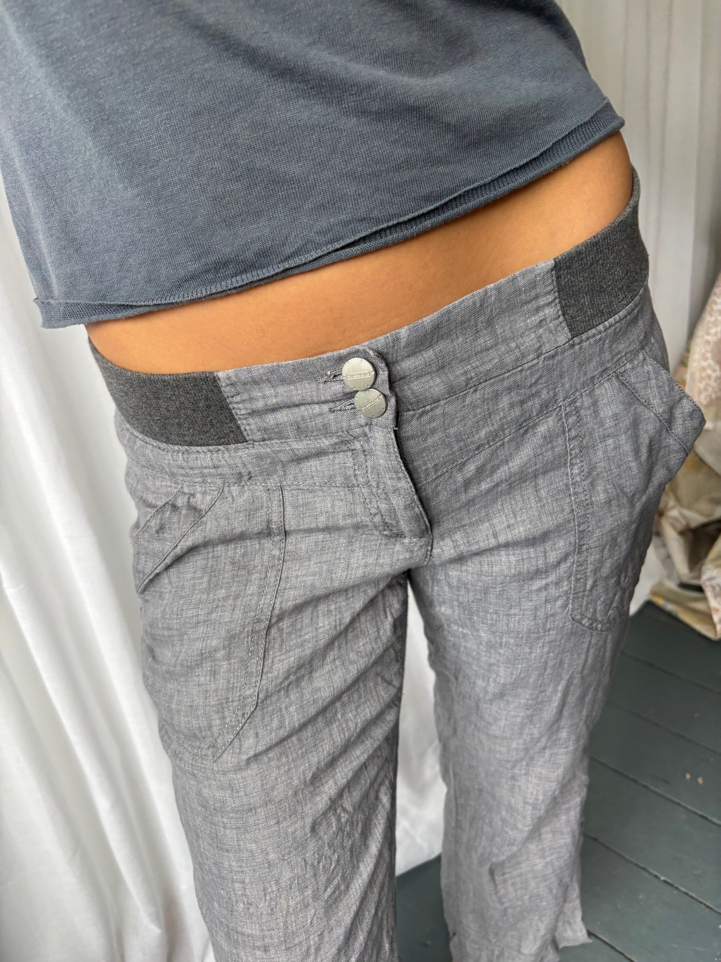Vintage Grey Linen Trousers