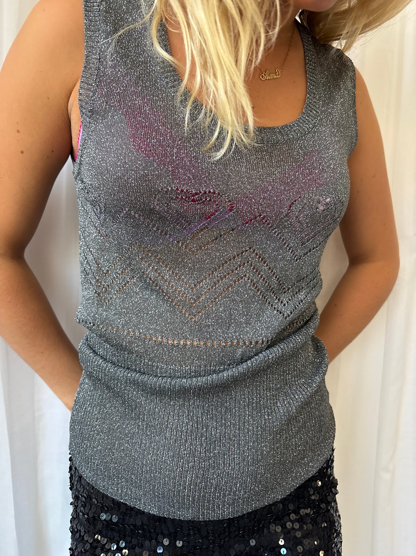 Moschino Metallic Knit Vest
