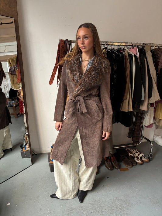 Jesire Brown Suede Coat