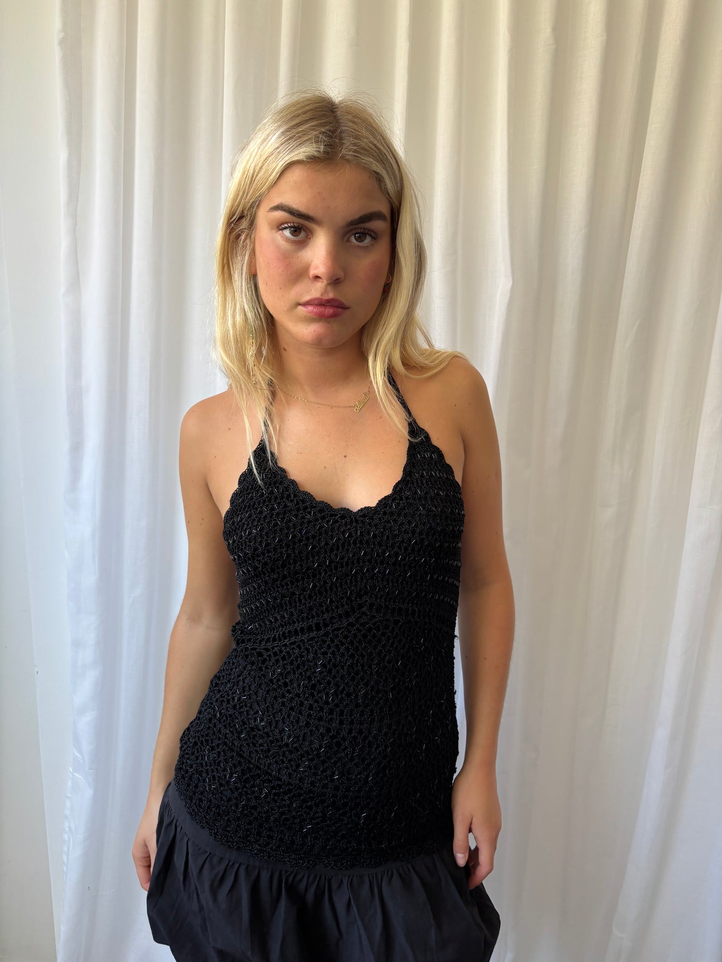 Vintage Black Crochet Top