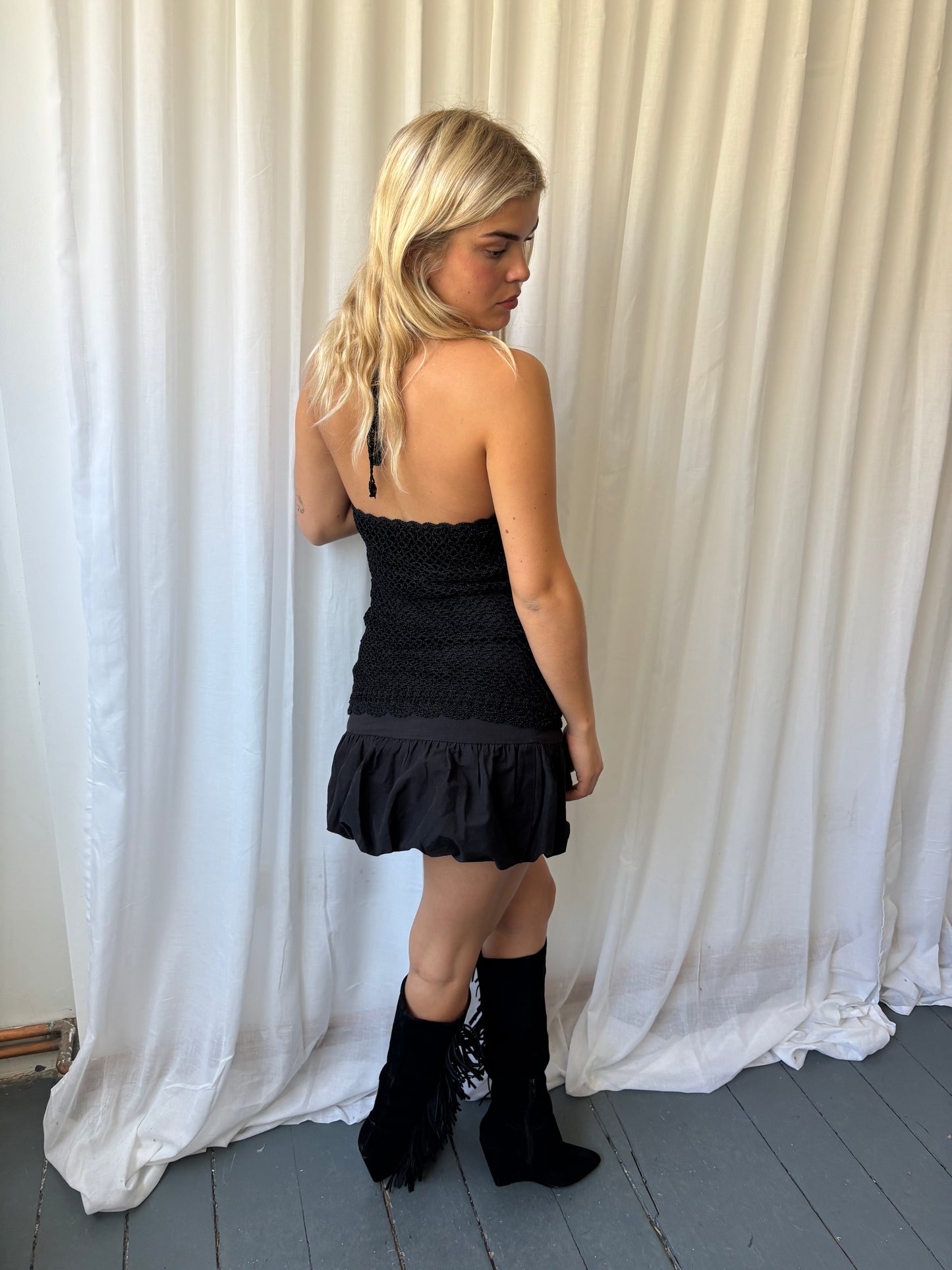 Vintage Black Crochet Top