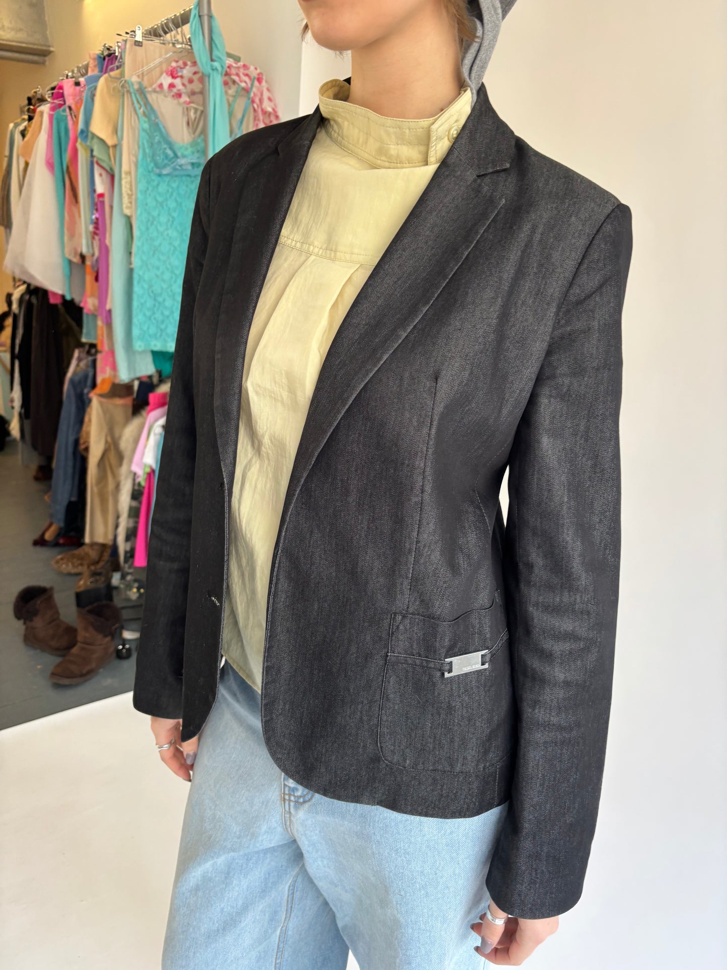 Calvin Klein Grey Denim Blazer