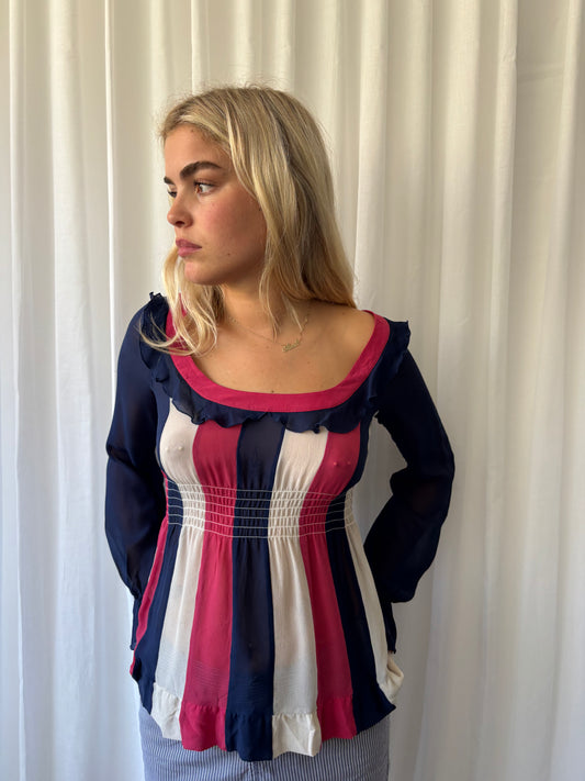Moschino Stripe Bardot Top