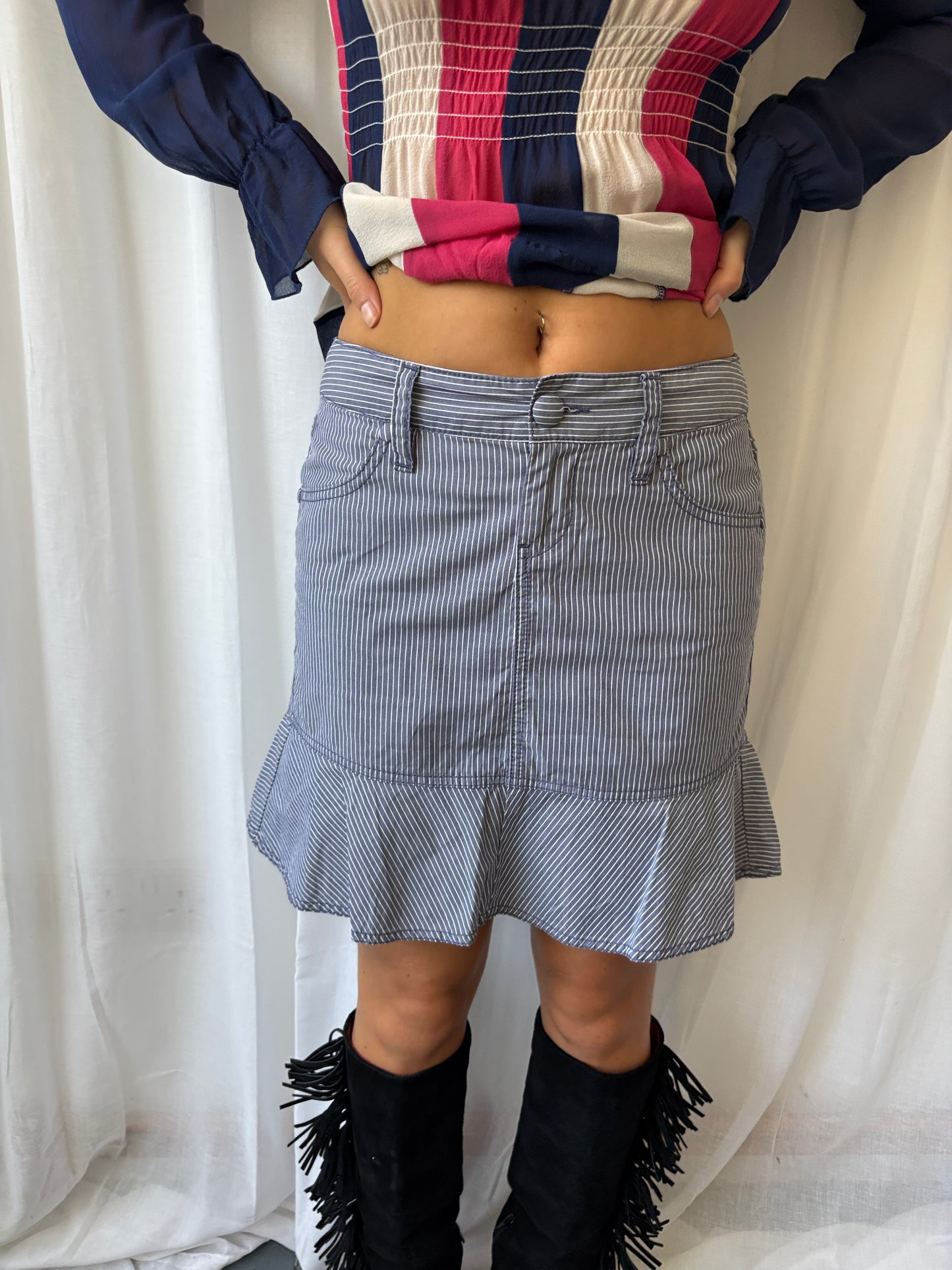 Vintage Blue Stripe Skirt