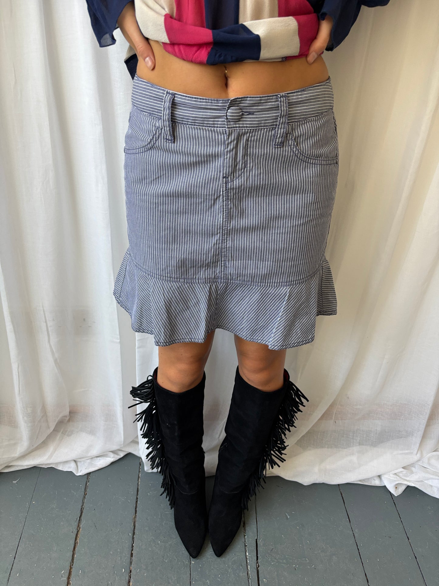 Vintage Blue Stripe Skirt