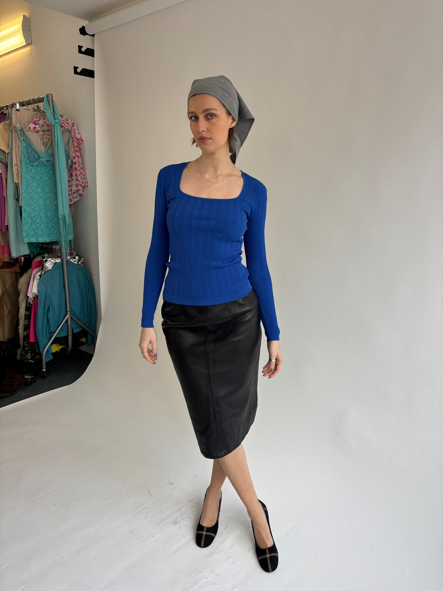 Vintage Black Leather Skirt