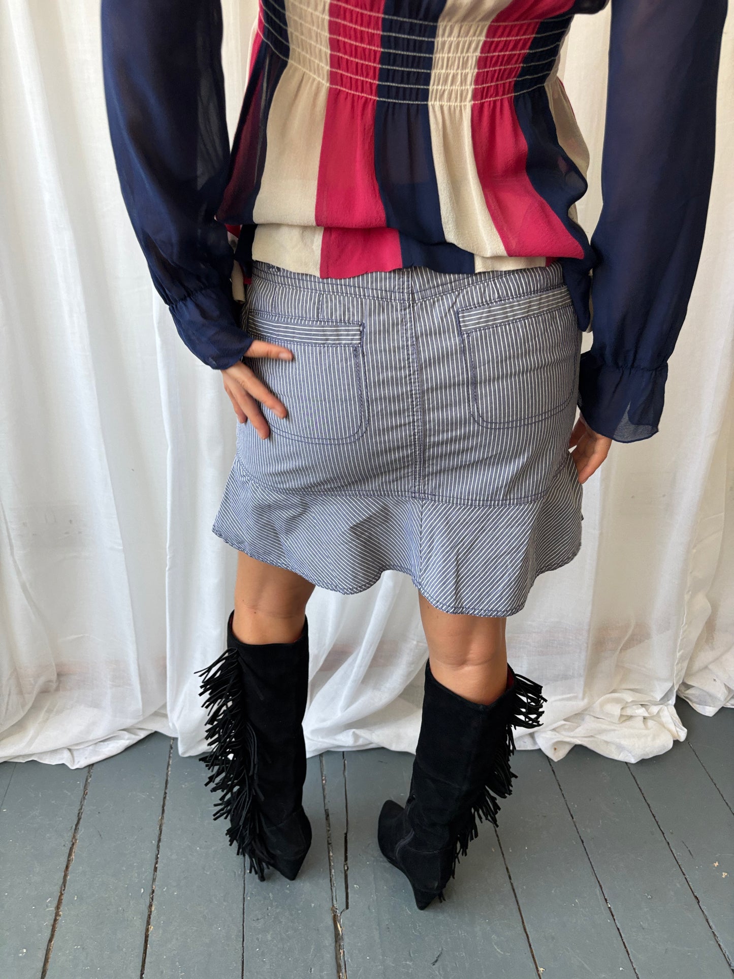 Vintage Blue Stripe Skirt