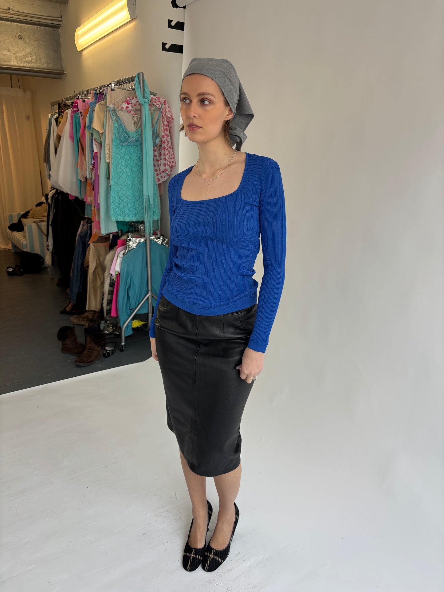 Vintage Black Leather Skirt