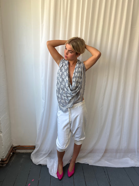 Alexander McQueen Pale Grey Skull Scarf