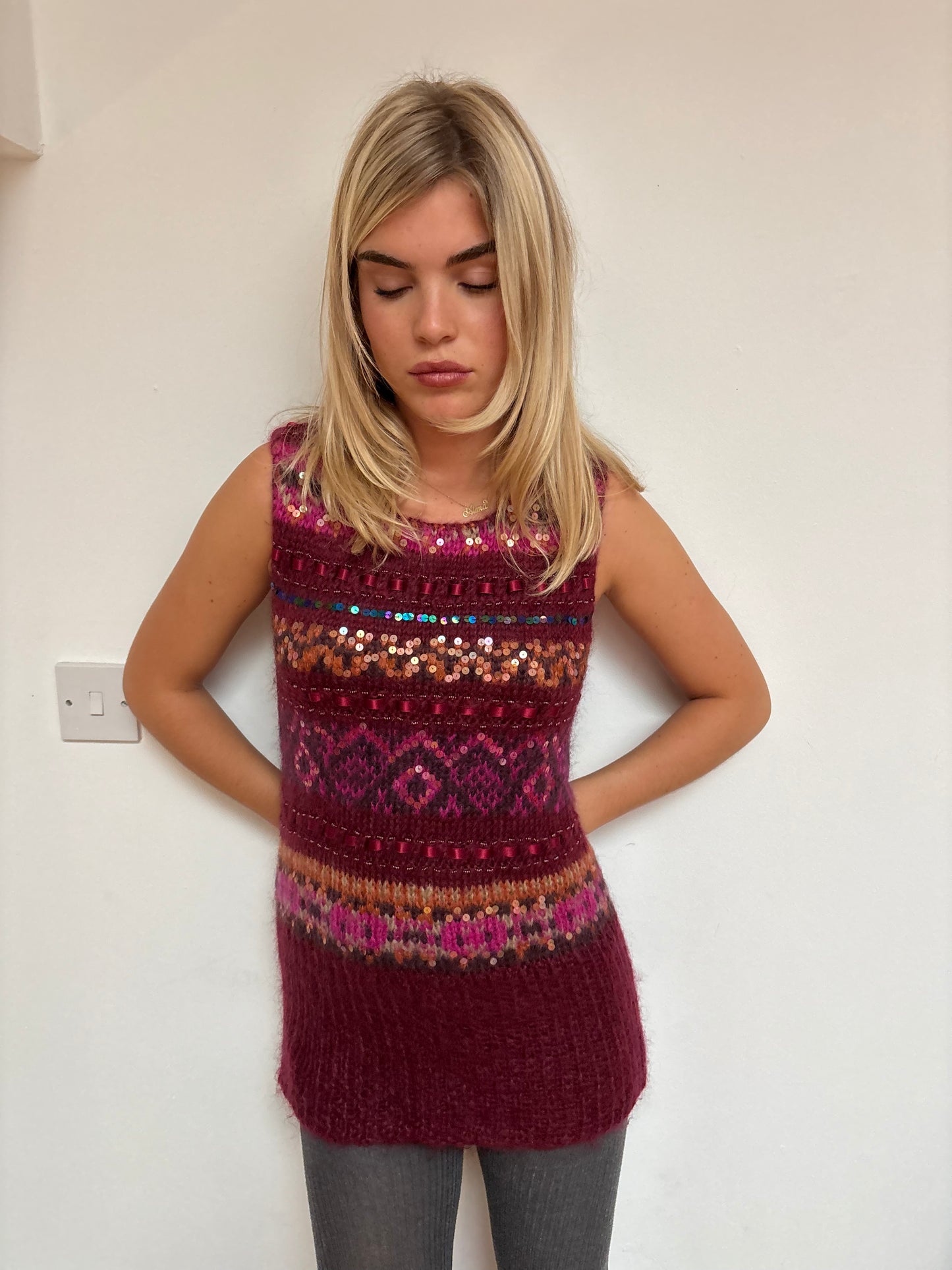 Max&co Burgundy Knit Vest
