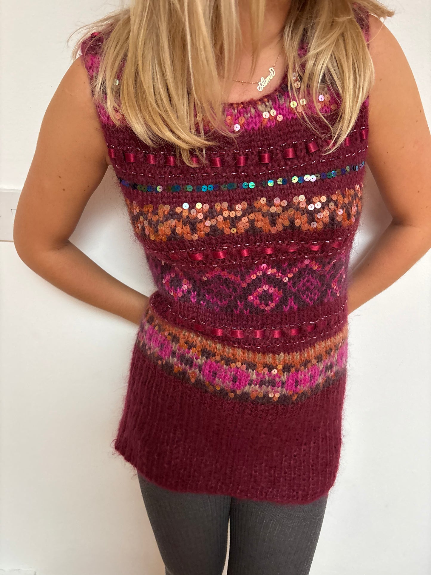 Max&co Burgundy Knit Vest
