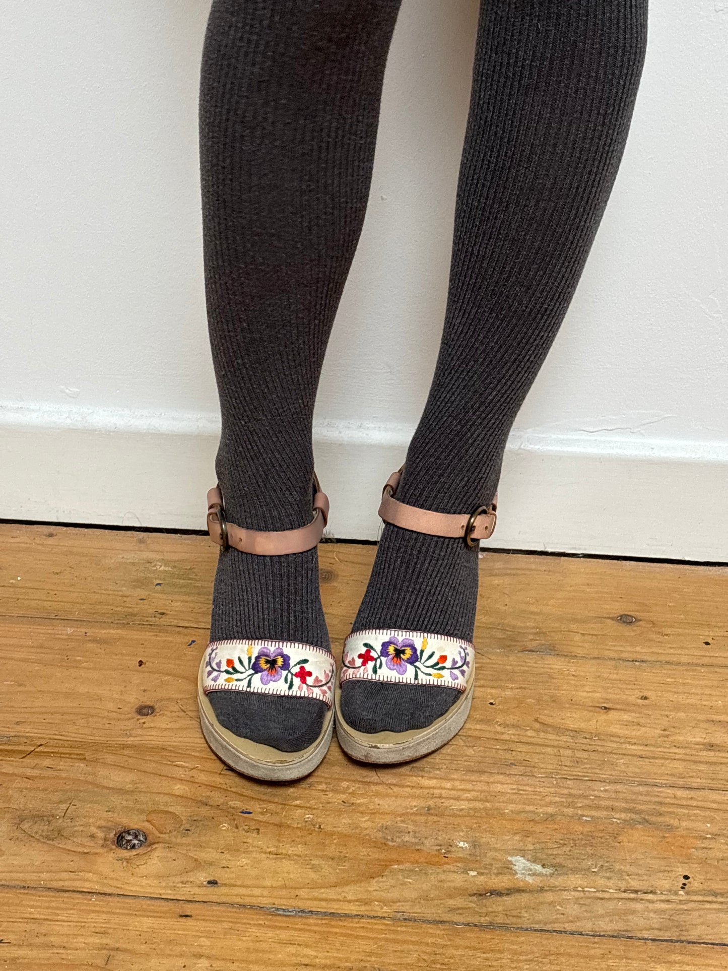 Miu Miu Embroidered Block Heel Shoes