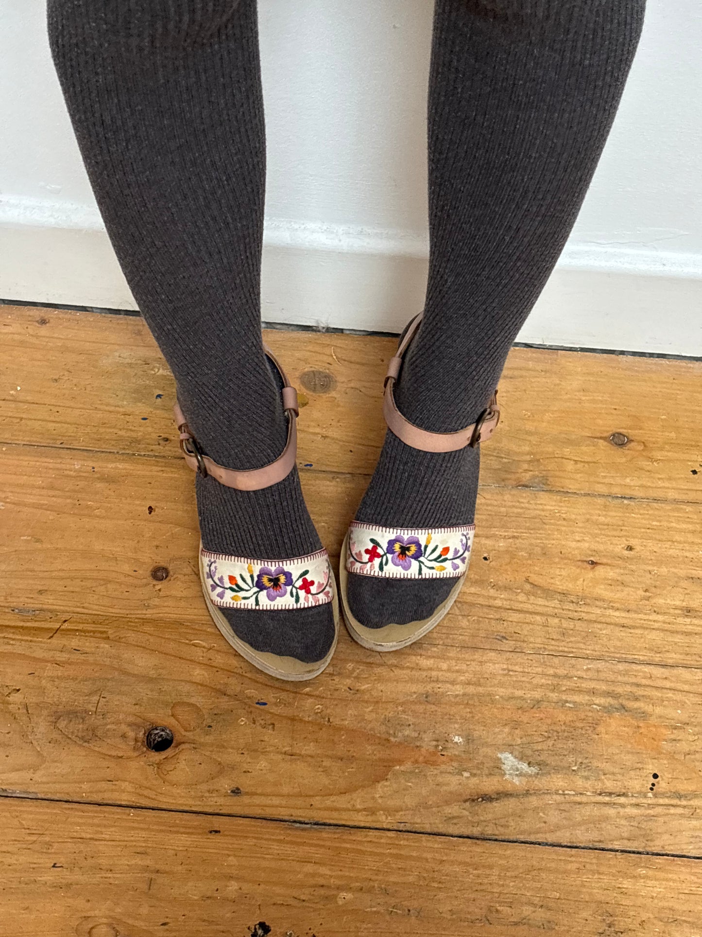 Miu Miu Embroidered Block Heel Shoes