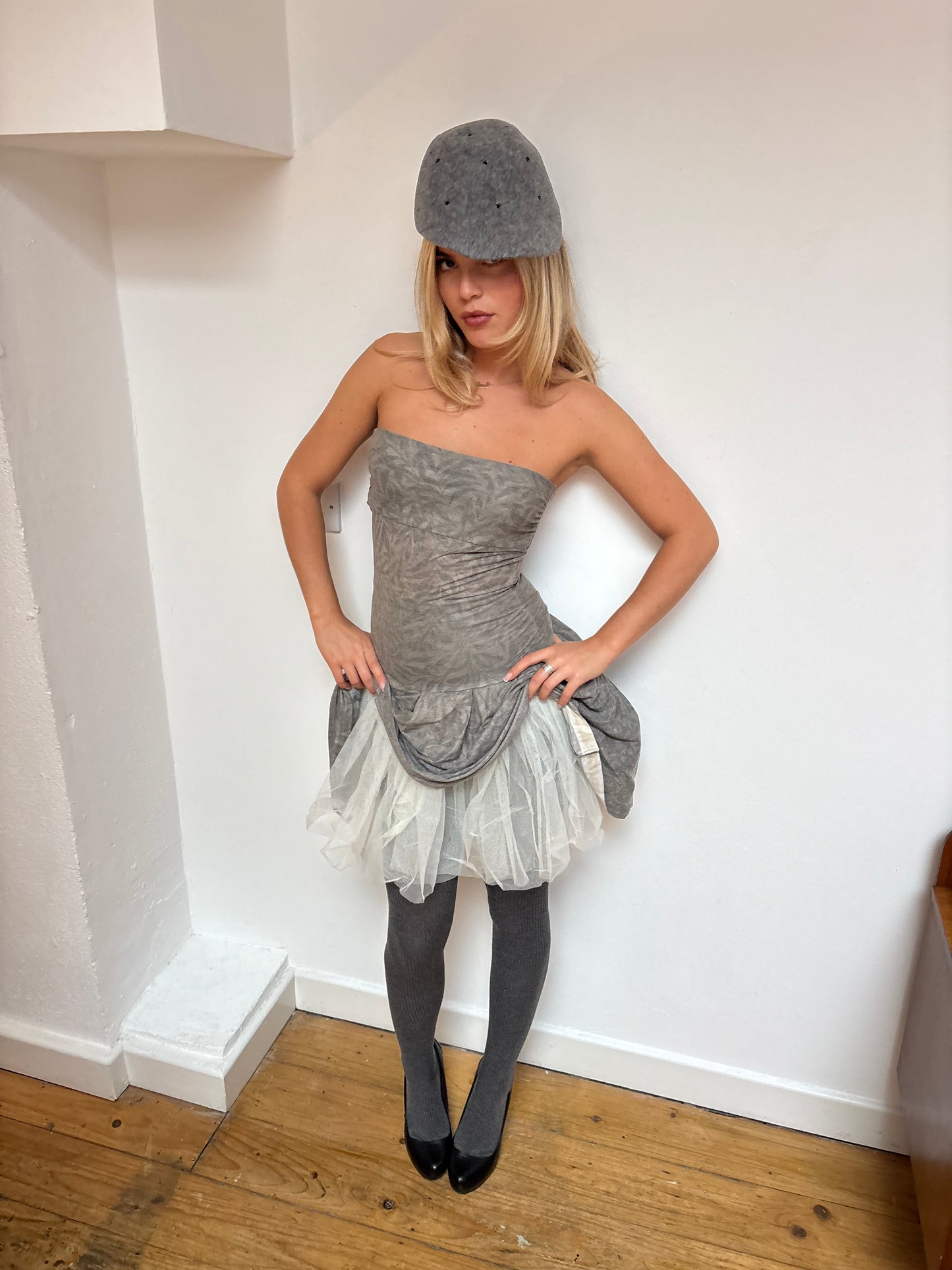 Sisley Grey Strapless Tutu Dress