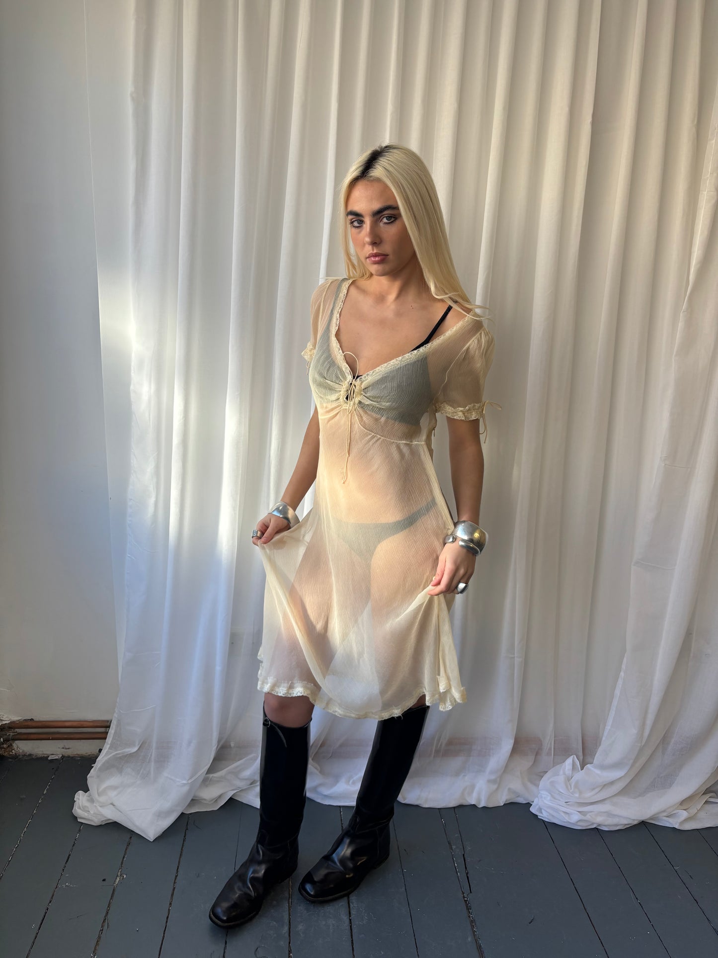 Ermanno Scervino Cream Silk Dress