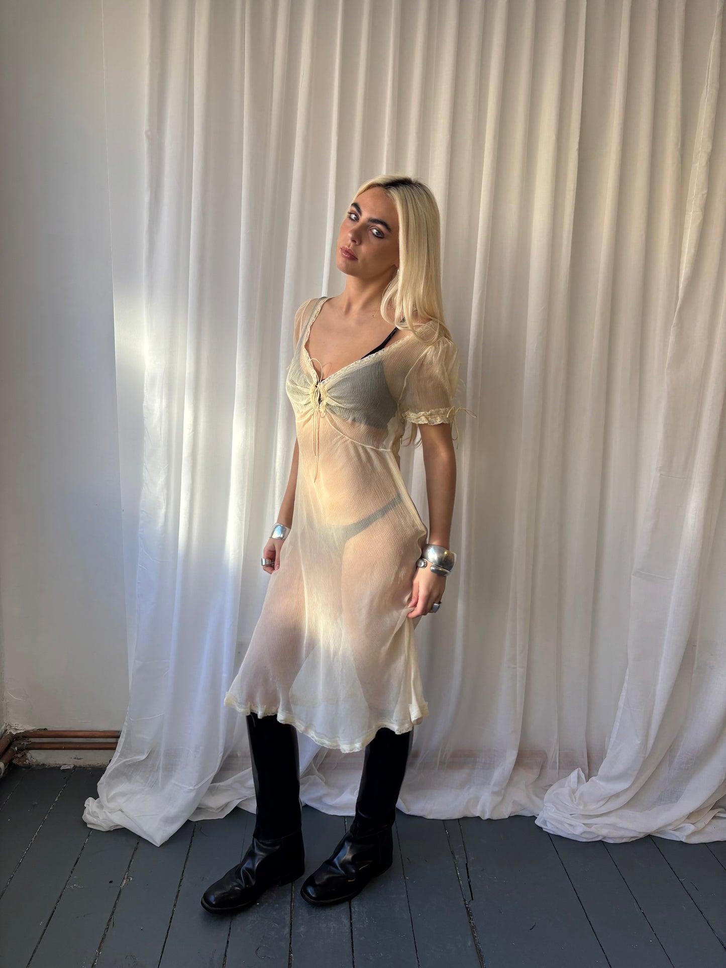 Ermanno Scervino Cream Silk Dress