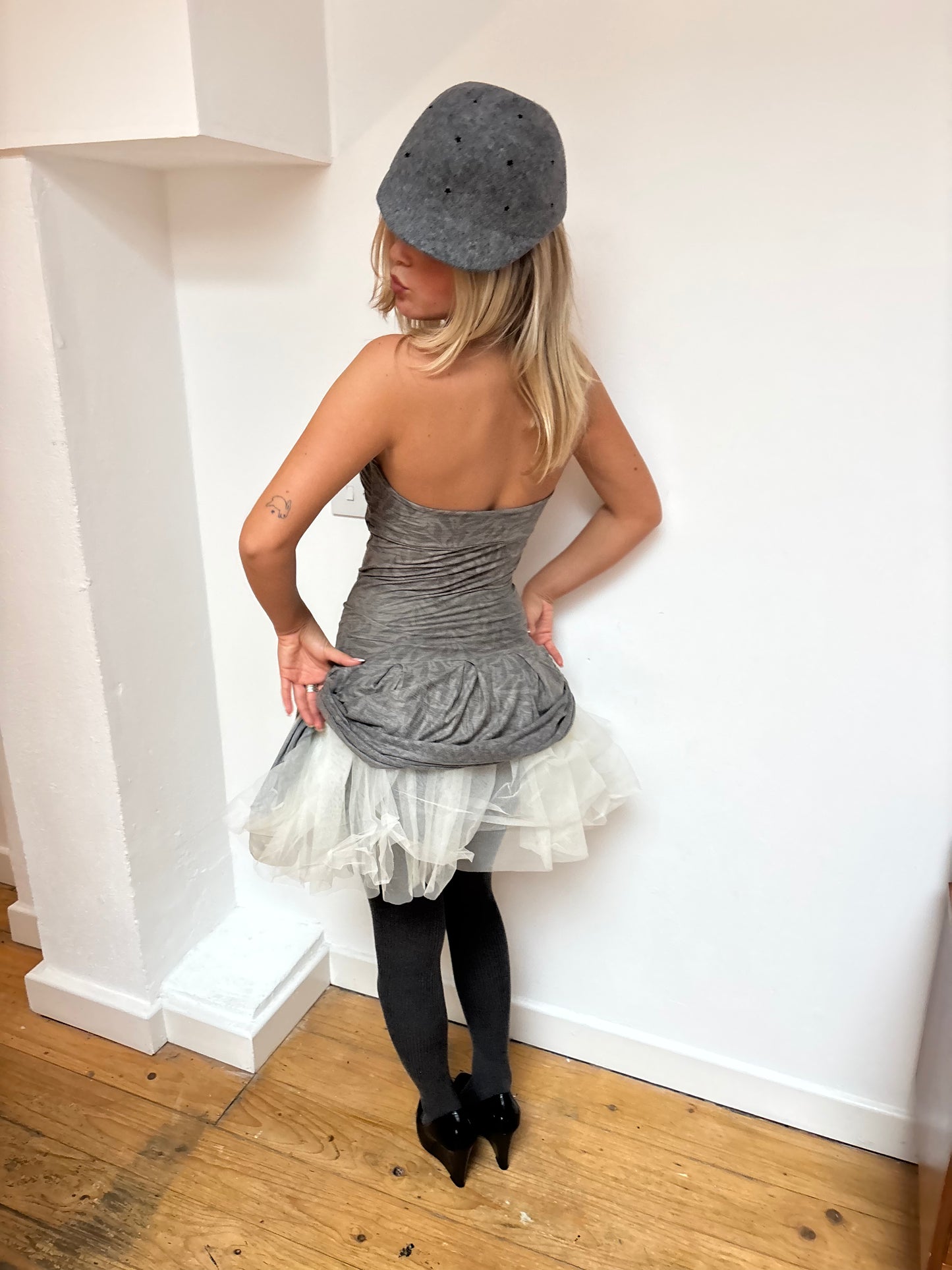 Sisley Grey Strapless Tutu Dress