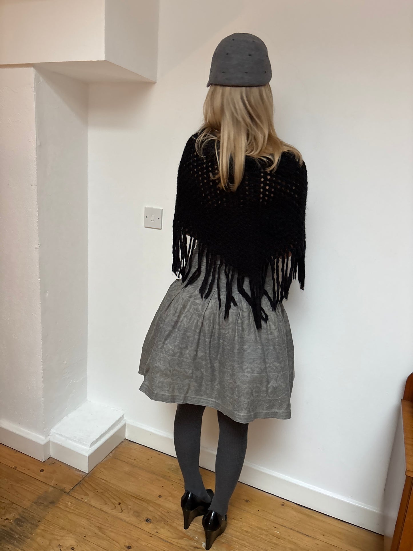 Laura Biagiotti Black Crochet Poncho