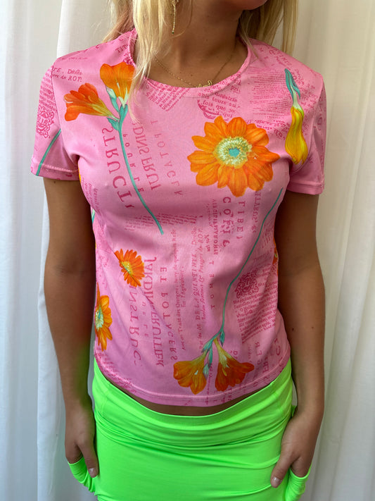 Bleu Sud Pink Flower T-shirt