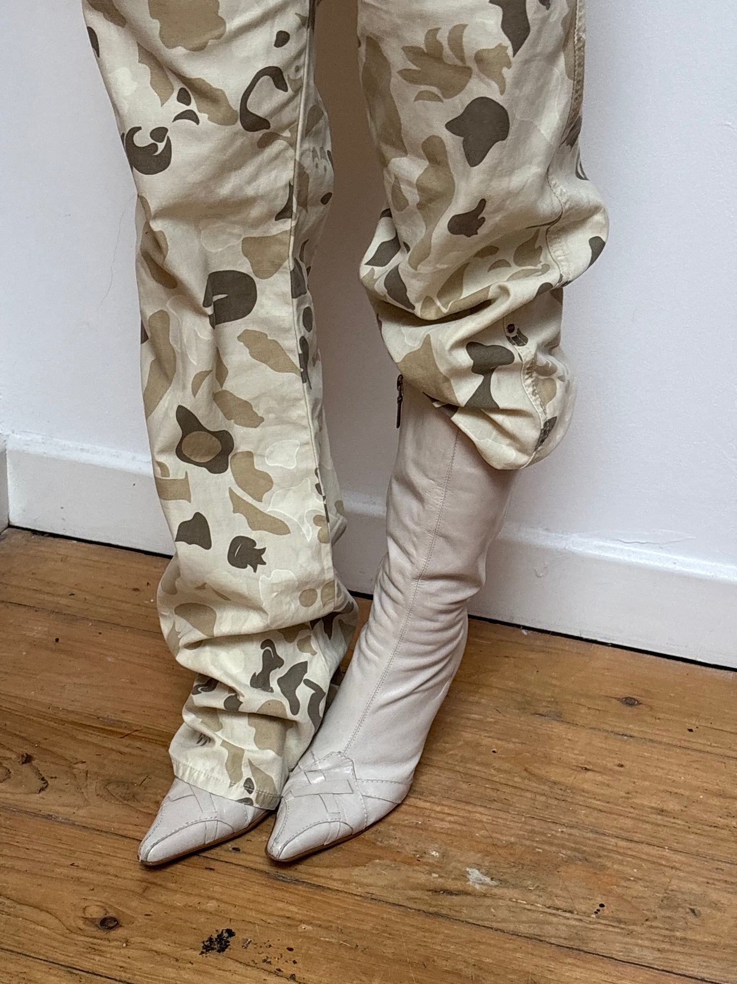River Island Cream Leather Boots