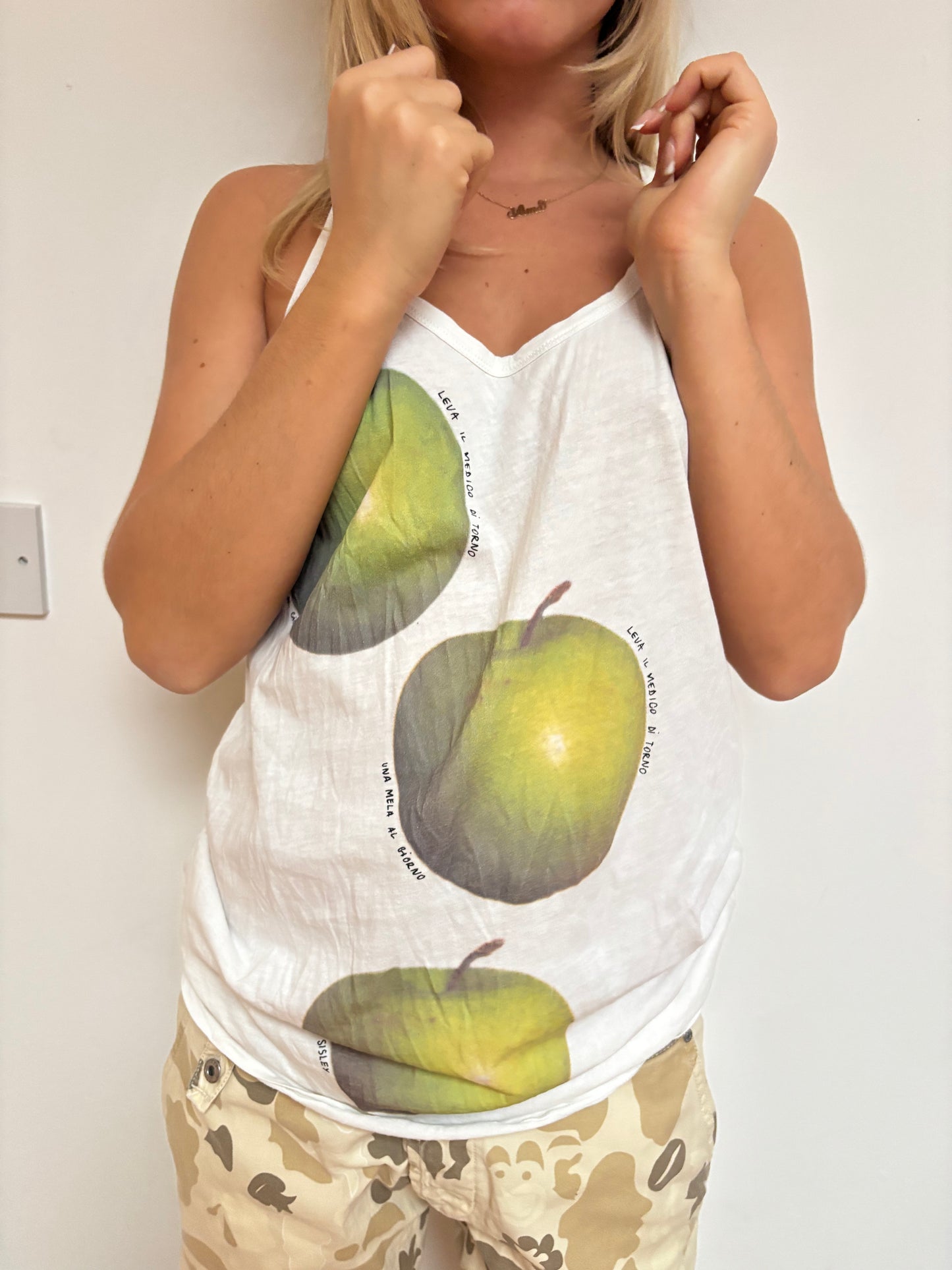 Sisley Apple Print Vest Top