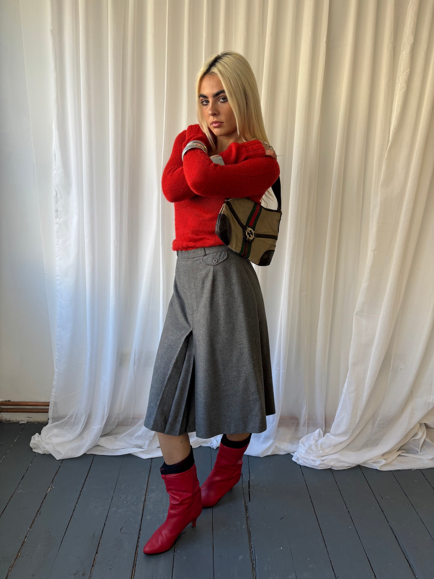 Sisley Red V-Neck Sweater