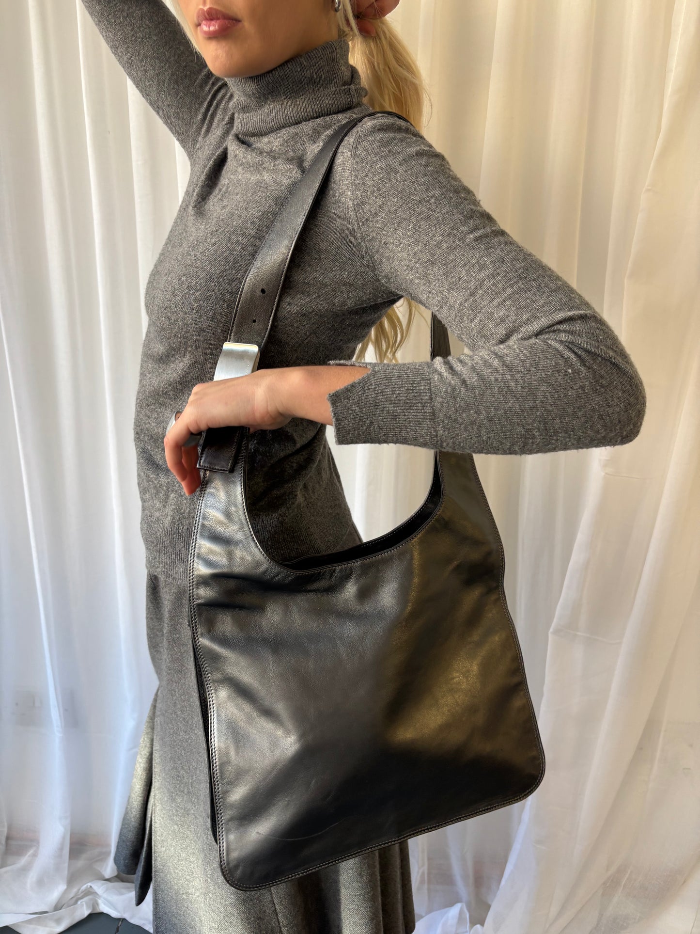 Francesco Biasa Pewter Leather Bag