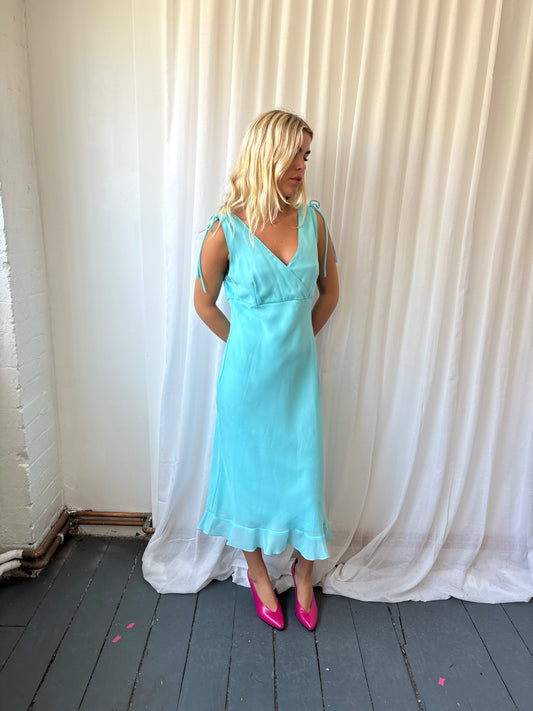 Vintage Aqua Midi Dress