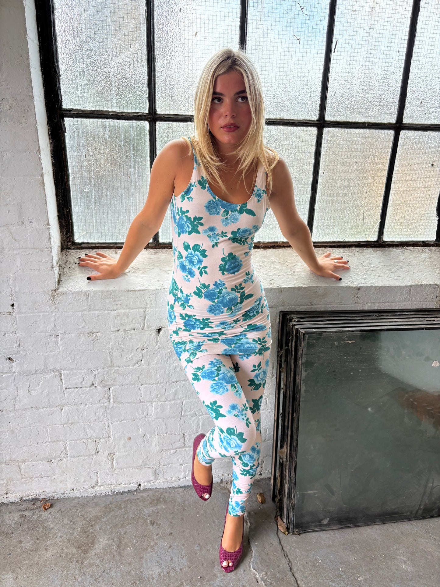 American Apparel Blue Floral Dress