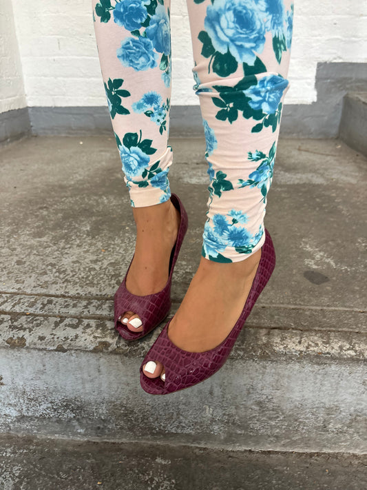 Sophie Gray Purple Peep Toe Heels