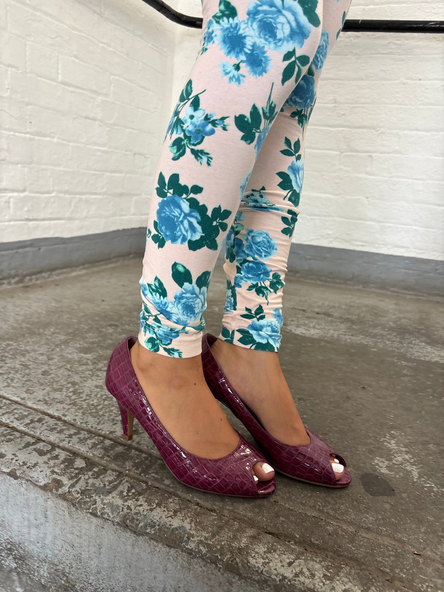 Sophie Gray Purple Peep Toe Heels
