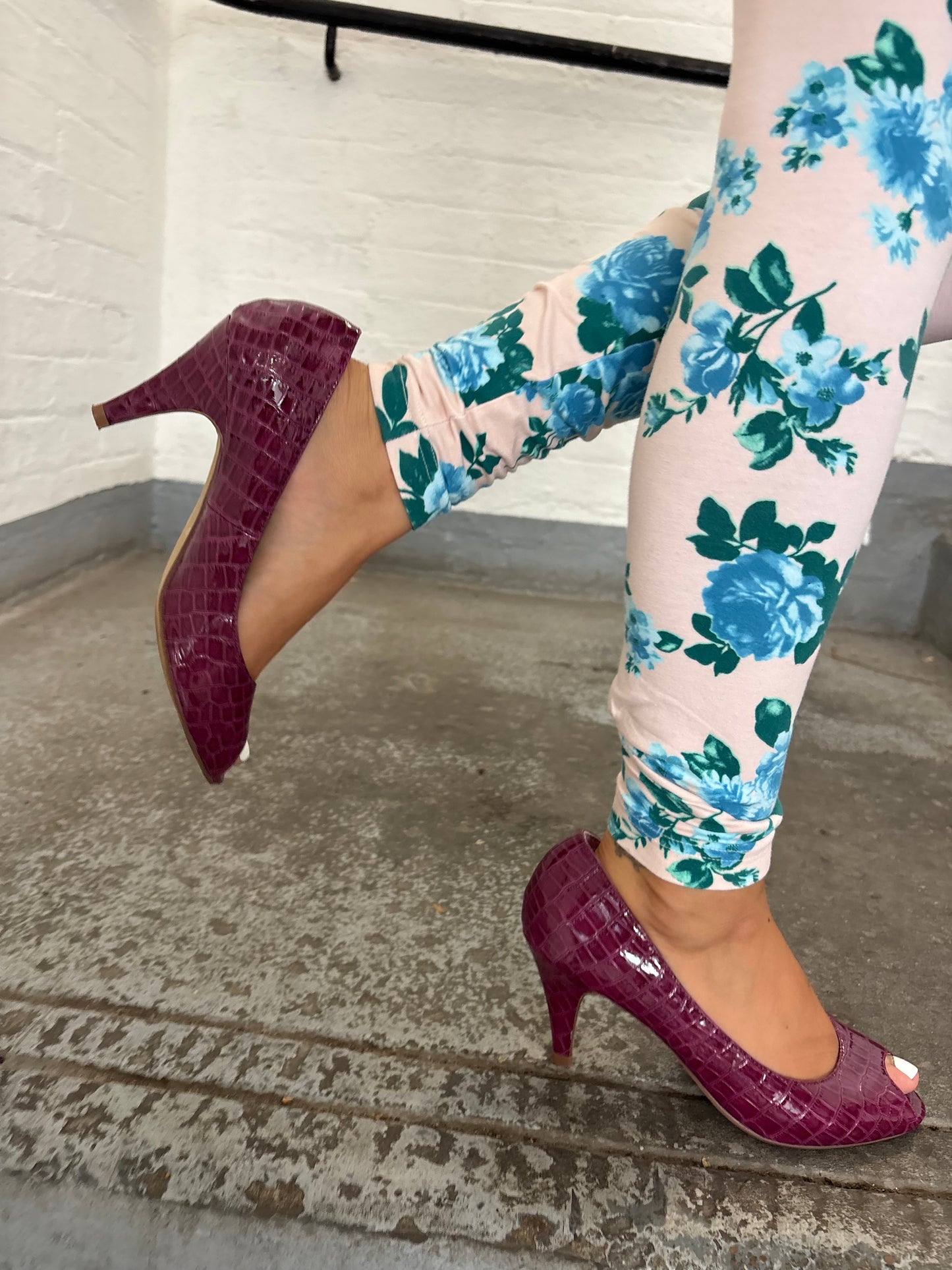Sophie Gray Purple Peep Toe Heels
