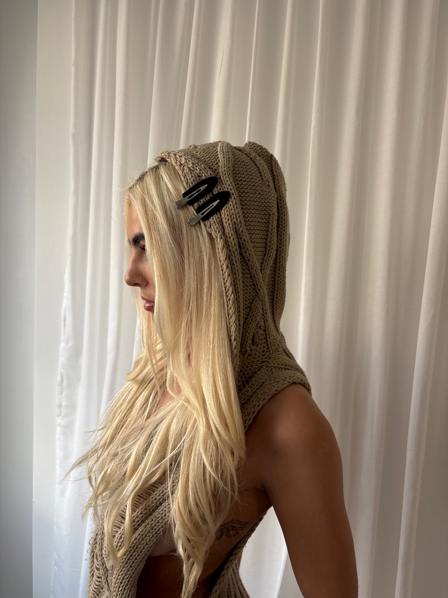 Sportmax Sand Hooded Knit Top