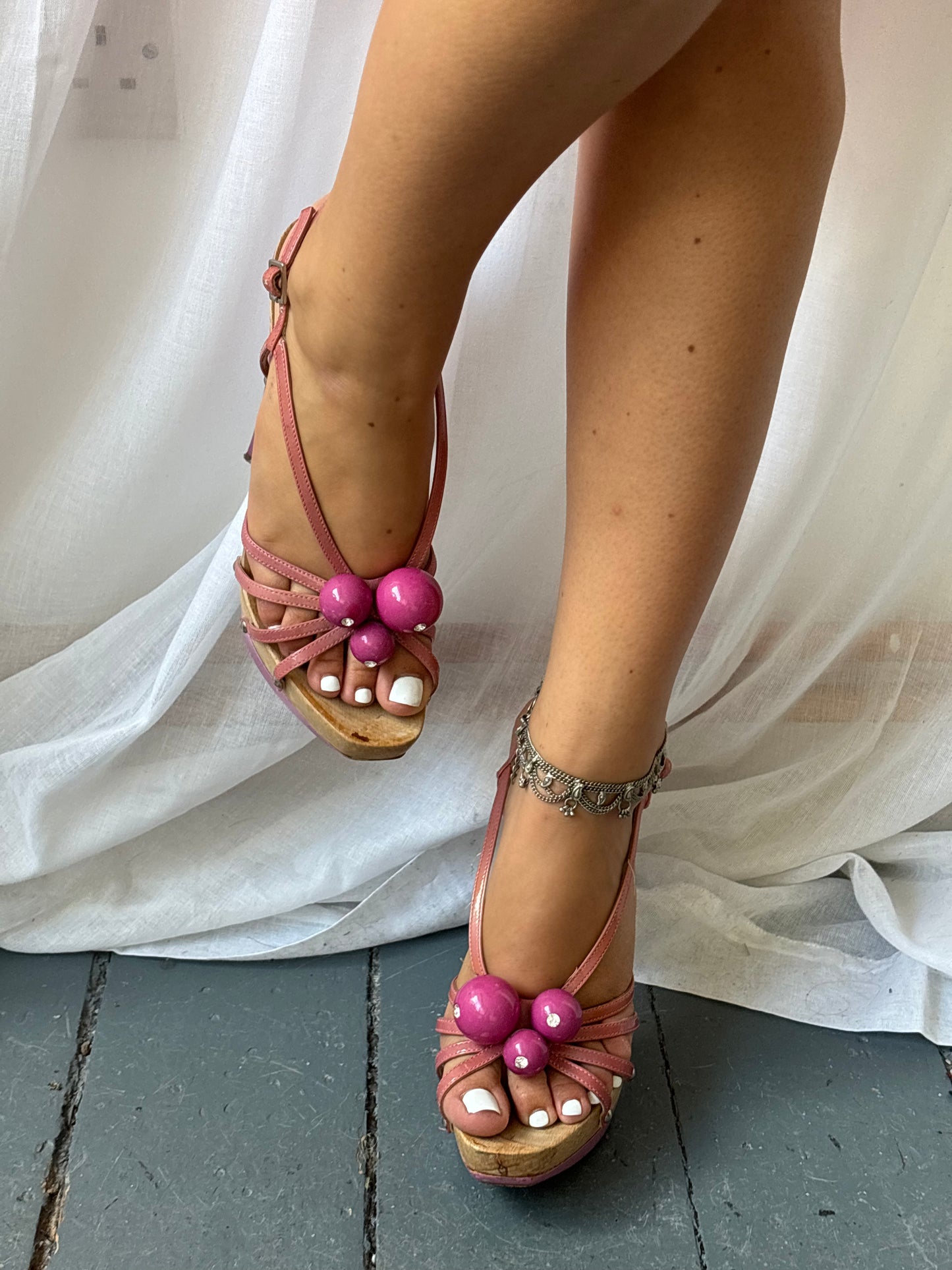 Vintage Pink Wood Heels