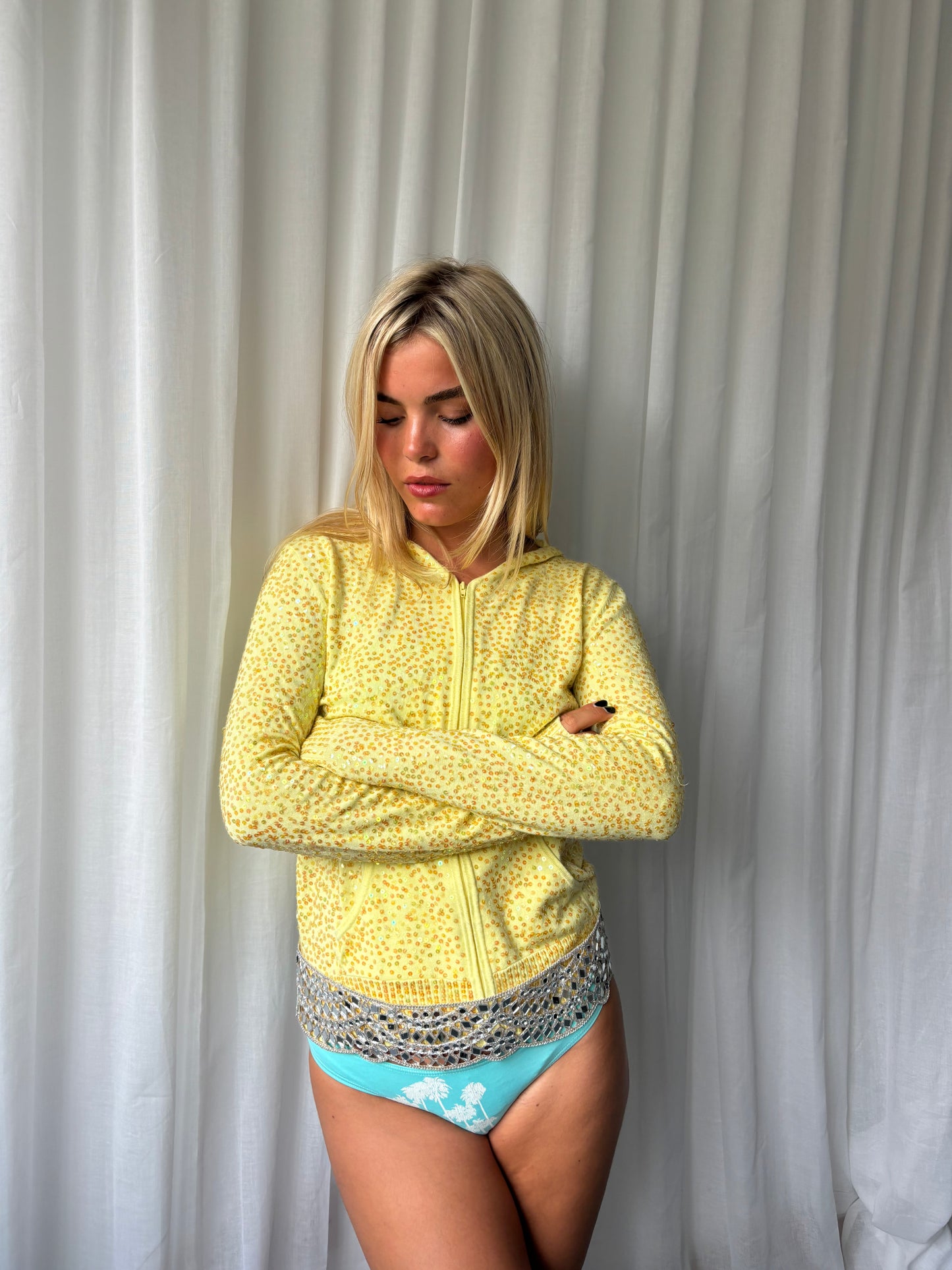 Etincelle Yellow Sequin Hoodie