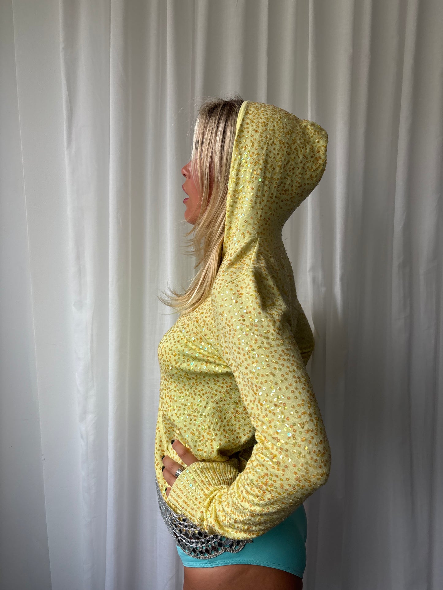 Etincelle Yellow Sequin Hoodie
