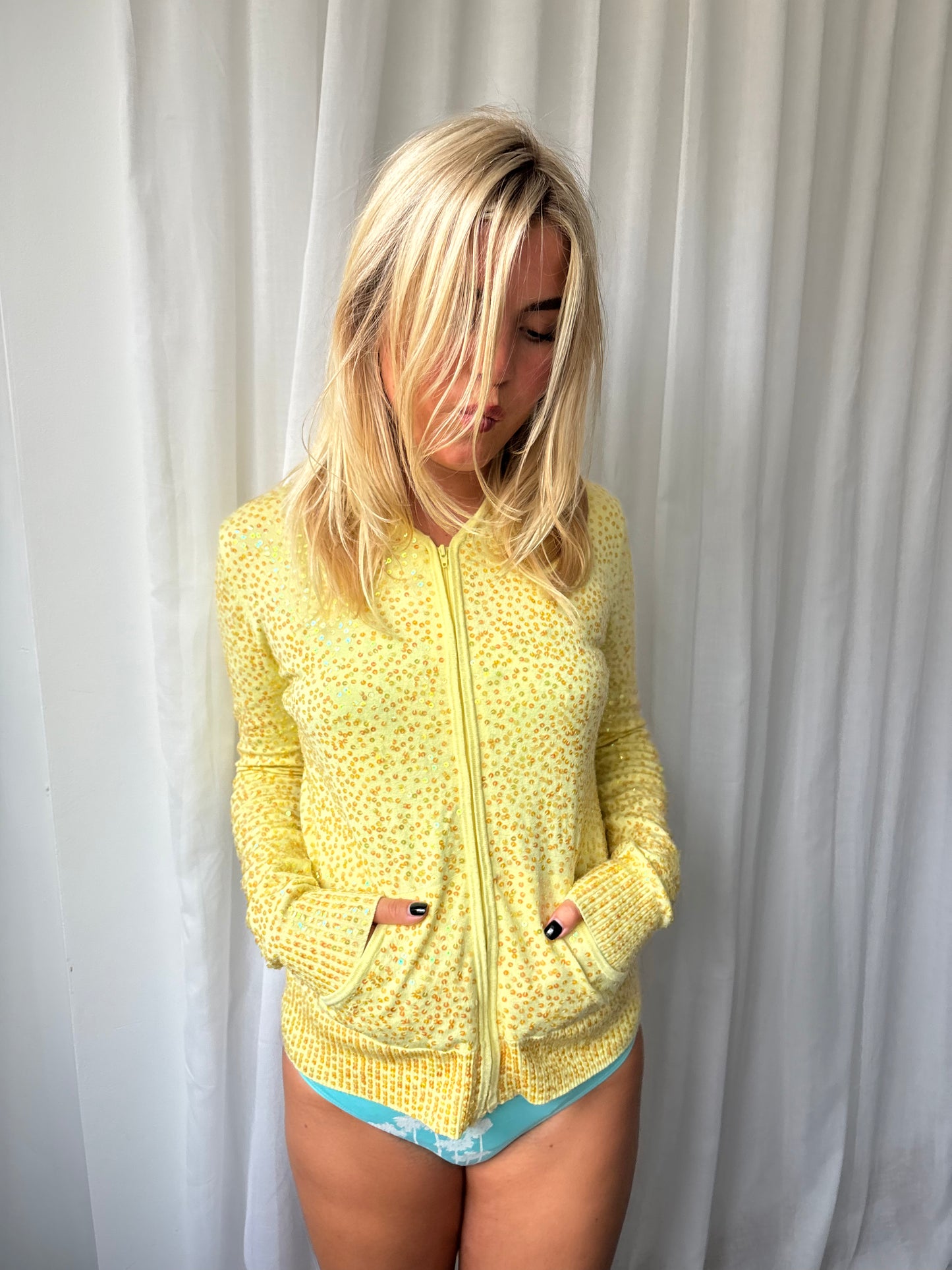 Etincelle Yellow Sequin Hoodie
