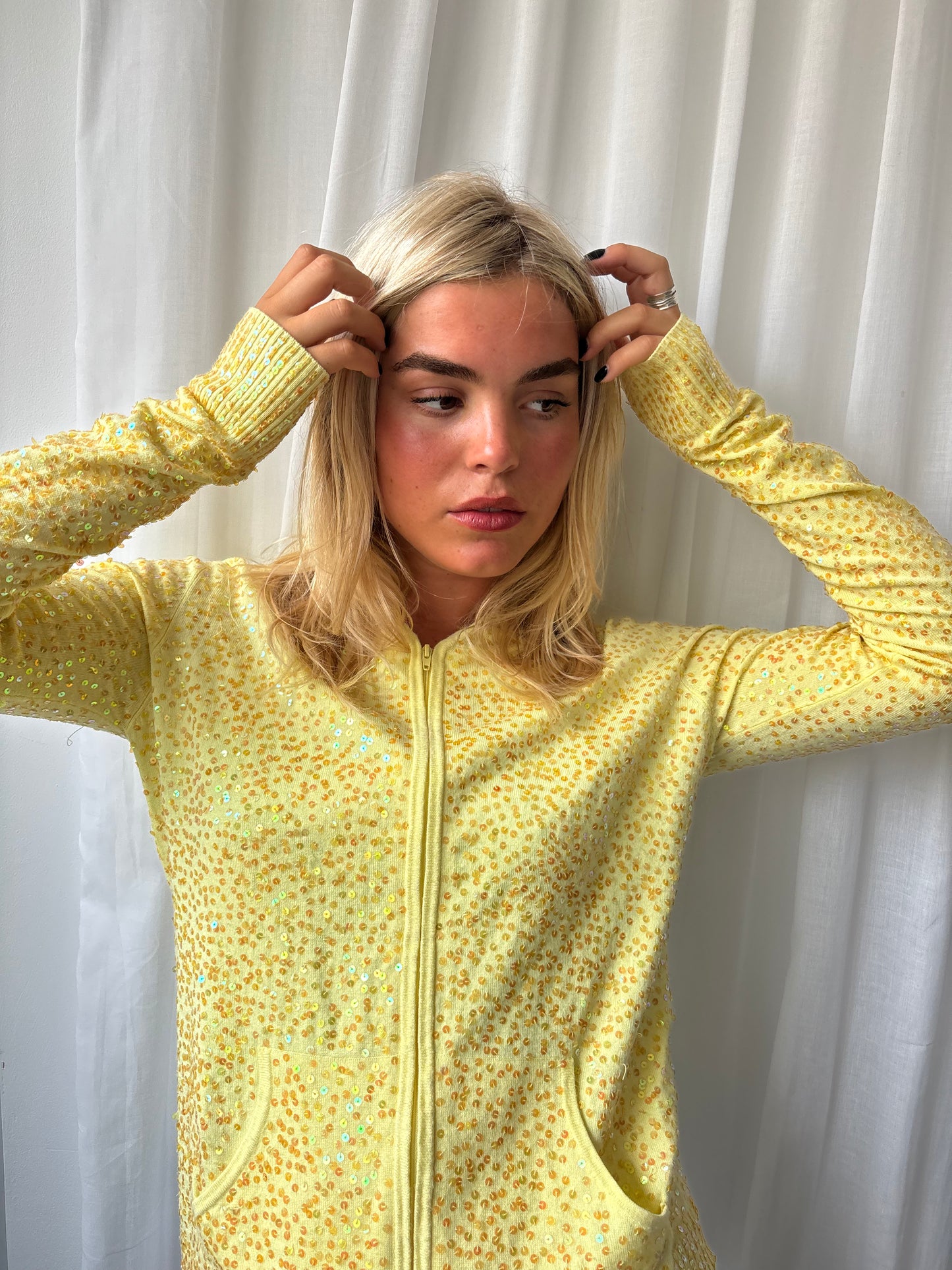 Etincelle Yellow Sequin Hoodie